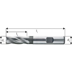 Fraise d'ébauche courte, type HR, 3 à 6 dents, en acier à coupe rapide à 10% de cobalt, sans revêtement, Ø d1 - k12 : 12,0 mm