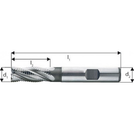 Fraise d'ébauche courte, type HR, 3 à 6 dents, en acier à coupe rapide à 10% de cobalt, sans revêtement, Ø d1 - k12 : 12,0 mm