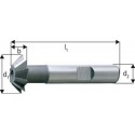Fraise conique, forme D, 45°, Ø d1 - js16 : 22,0 mm, Long. totale l1 67 mm, Hauteur de coupe b - js 14 6,0 mm, Ø queue d2 - h6 : 12 mm, Dents : 8