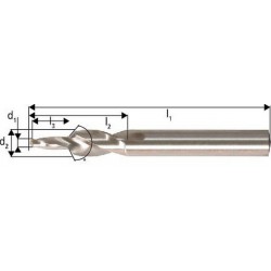 Foret étagé pour avant-trous, queue cylindrique 90° Fraise à carotter, filetage M8, foret h8 (d1) x fraise h6 (d2) 6,8 x 9,0 mm