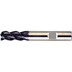 Fraise longue, 3 dents, 45°, en carbure monobloc, recouverte de TiAIN, Ø d1 - h10 : 10,0 mm, Long. totale l1 72 mm, Long. coupe l2 19 mm