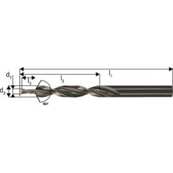 Foret étagé à queue cylindrique avant-trou 90°, filetage M6, foret h9 (d1) x fraise h8 (d2) 5,0 x 6,6 mm