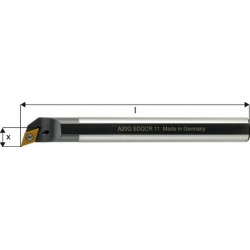 Barre d'alésage ISO 107,5° A..-SDQCR/L, à arrosage interne, Désignation : A25R SDQCR 11, Ø queue - dg7 25 mm, Dimensions Ø min. 34 mm