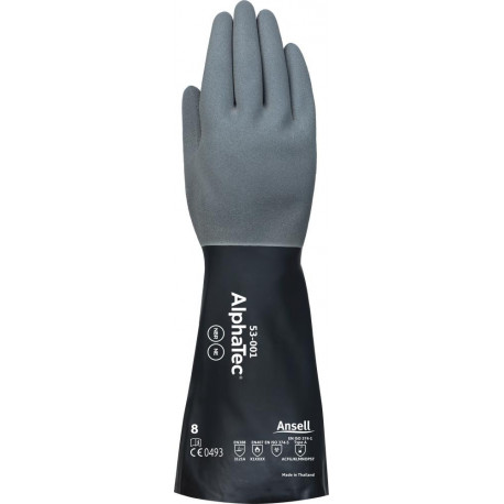 Gants chimiques AlphaTec 53-001 taille 9 gris/noir EN 388,EN 374,EN 407 6 PA (Par 6)