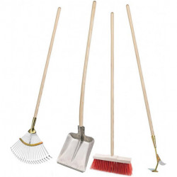 Set d'équipement avec balai de rue, balai à feuilles, nettoyeur de bordure + pelle (Par 3)