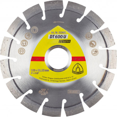 Disque diamant DT/SUPRA/DT600U/S/230X26X2223/30K/9 KLINGSPOR