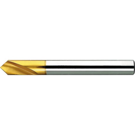 Foret à pointer CN, à queue cylindrique, 90°, en acier à coupe rapide à 5 % de cobalt, DIN 1835-B, surface avec revêtement TiN, Ø h8 : 16 mm