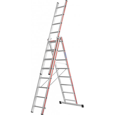 Echelles 3 plans - 3x10 barreaux AH 7,44m