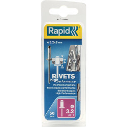 Rivets Universal Ř 32 x 8 mm incl. Foret 50 Unités Blister Rapid