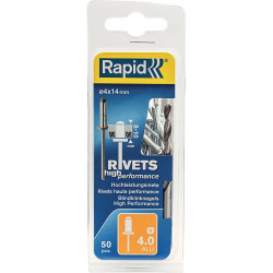 Rivets Universal Ř 4 x 14 mm incl. Foret 50 Unités Blister Rapid
