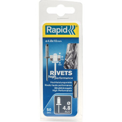 Rivets Universal Ř 48 x 10mm incl. Foret 50 Unités Blister Rapid