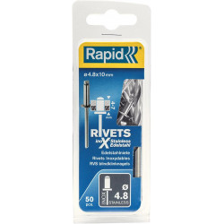 Rivets inox Ř 48 x 10mm incl. Foret 50 Unités Blister Rapid