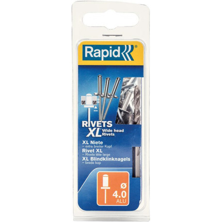 Rivet aveugle, aluminium Ø 4 x 10 mm + Foret 50 Unités Blister Rapid