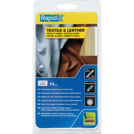 Batons de colles Textile et cuir Ř 12 x 190 mm 14 Unités Blister Rapid