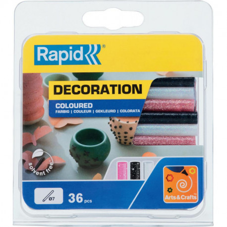 Batons de colles brillant Ř 7 x 90 mm 36 Unités blanc noir rose Blister Rapid