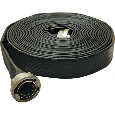 Tuyau plat polyvalent Syntex universel noir, caoutchouté C / 52 m. raccod 10m OSW