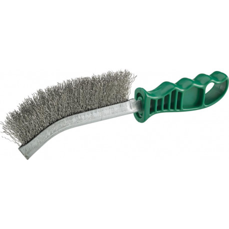 Brosse Fil d'acier inoxydable poignée plastique vert 280 x 25 mm FORTIS