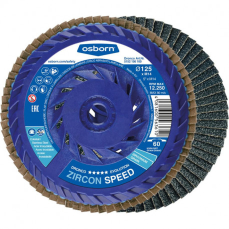 Disque à lamelles ZIRCON SPEED 125mm K80 M14 ger. Dronco
