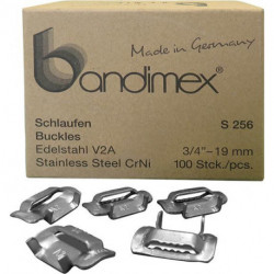 Boucles cerclages 1/2 V2A- acier inoxydable Pack a 100 Unités Bandimex