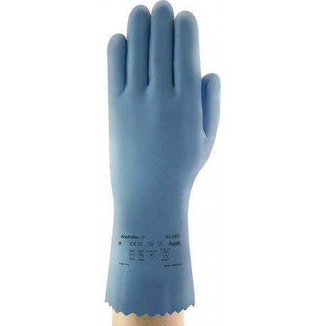 Gant de protection chimique AlphaTec® 62-201 taille 10 bleu EN 388 EN 374 EN 4 (Par 12)