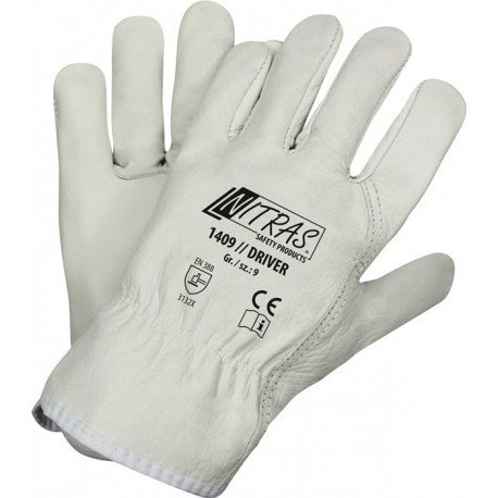 Gant Driver taille 11 gris cuir bovin plein EN 388 catégorie EPI II NITRAS (Par 12)