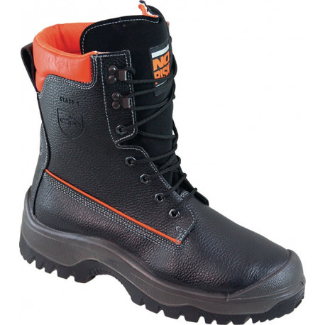 Botte de sécurité forestière NoRisk taille 41 noir/orange cuir bovin S3 SRC EN I