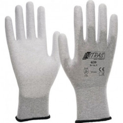 Gant de protection EN420 EN388 EN1149-3 EN16350 Taille L ESD Nylon gris carbone PU partiellement enduit (Par 12)