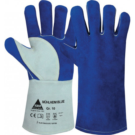 Gant de soudeur Bleu taille 12 bleu/gris cuir fleur de vachette refendu (Par 6)