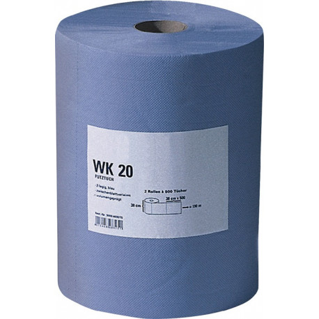 Essuie-tout WK 20 L380xl380env. mm bleu 2 couches, gaufré en volume 500 serviettes/rouleau PROMAT (Par 2)