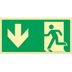 Panneau d'évacuation DIN EN ISO 7010 L297xl148 mm sortie de secours format hor.+personnage plastique