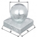 Chapeau de poteau 90x90mm D.80mm carré avec boule ma GAH (Par 6)