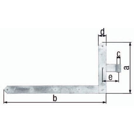 Charnière d'angle de porte 600x1000x60x120mm acier galva 8mm GAH