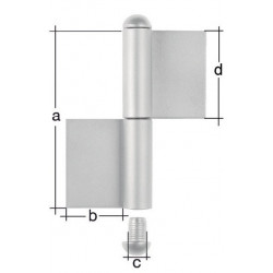 Charnière Typ K04 2 unités.pour souder tête ronde en acier inoxydable 80/30/9/40mm GAH