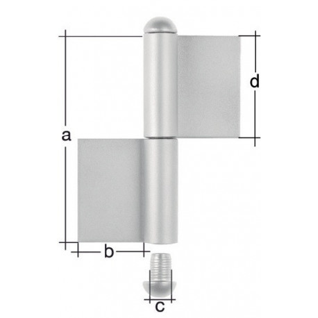 Charnière Typ K04 2 unités.pour souder tête ronde en acier inoxydable 80/30/9/40mm GAH