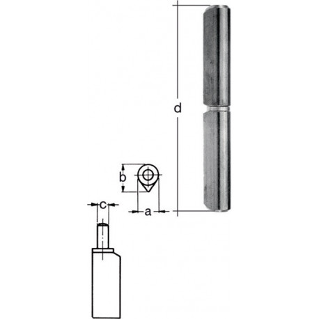 Charnière bande-L.100mm Acier brillant-Ø 8mm GAH (Par 24)