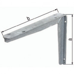 Equerre L.250mm H.200mm Acier brut, galvanisé à chaud Capacité 225kg GAH