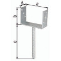 Support poteau ETA-10/0210 101x100x200x60mm Galvanisé à chaud avec ancrage en béton en acier ondulé