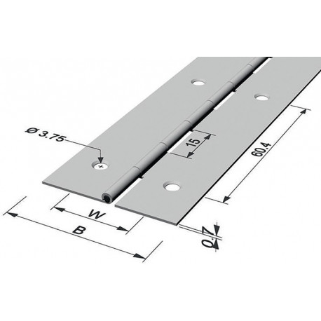 Charnière à barre largeur ouverte 32mm S.0,7mm 35000mm fer plaqué laiton P & G