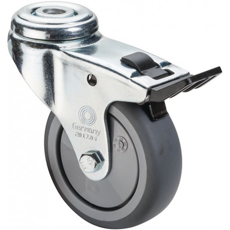 Roulette orientable avec frein D. de la roue 50 mm cap. charge 50 kg avec perçag