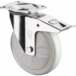 Roulette D.200mm Capacité.750kg avec frein 135x110mm blanc BS ROLLEN