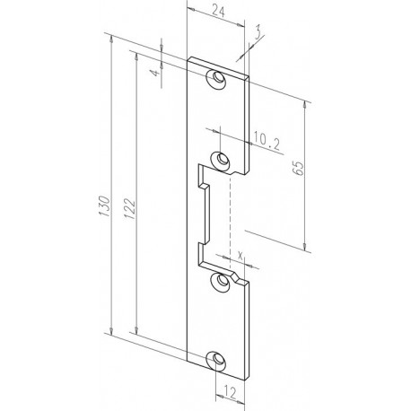 Plaque de frappe plate 096 inox ma Rect.B.24xL.130mm DIN Gauche/droit ASSA ABLOY