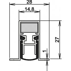 Joint de porte Schall-Ex® DUO L-15/28 OS 1-404 2-s.L.958mm Alu anodisé.HLT ATHMER