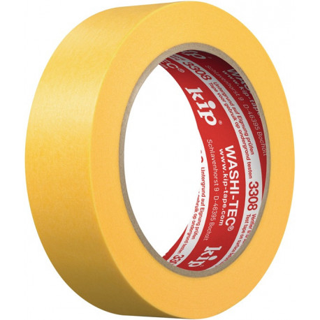 Ruban de recouvrement 3308 WASHI-TEC Premium PLUS lisse jaune longueur 50 m largeur 18 mm rouleau KIP (Par 48)