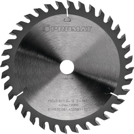 Lame pour scie circulaire de précision D. ext. 170 mm nombre de dents 36 WZ perç