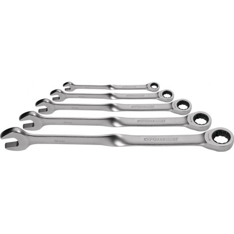 Jeu de clés mixtes à cliquet 5 pcs. ouverture de clés 8-19 mm long, tige tournée PROMAT