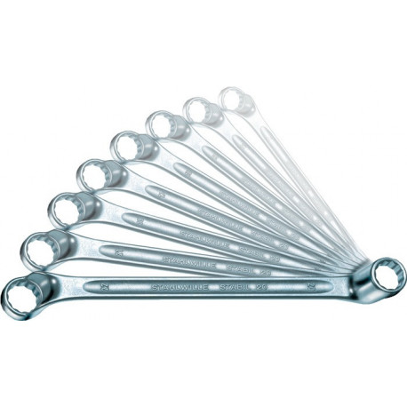 Jeu de clés polygonales doubles 20/8 8 pcs. ouverture de clé 6-22 mm contre-coudée profondément STAHLWILLE