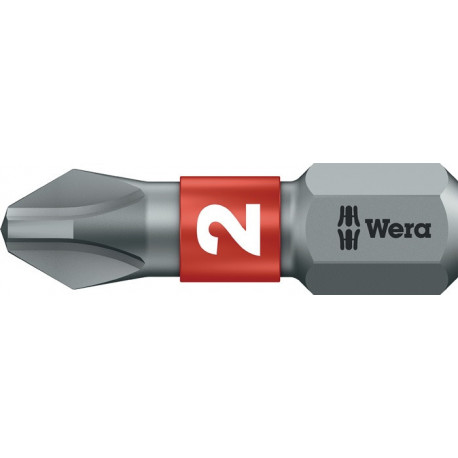 Embout 851/1 BTZ 1/4 po. PH 2 longueur 25 mm BiTorsion dur tenace WERA (Par 10)