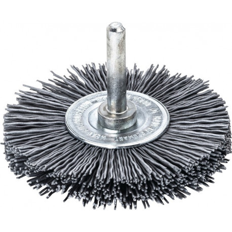 Brosse plate D. 70 mm tige 6 mm SiC poils de ponç. granulation 320 12 mm 15000 m