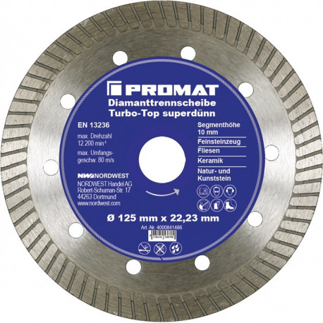 Disque à tronçonner diamant D. 300 mm perçage 254 mm super mince 10 mm