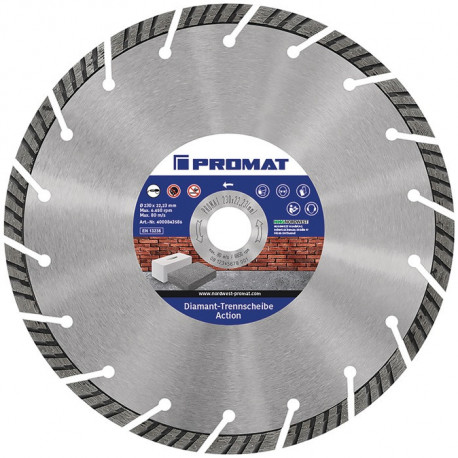Disque à tronçonner diamant Action D. 115 mm perçage 22,23 mm 10 mm PROMAT